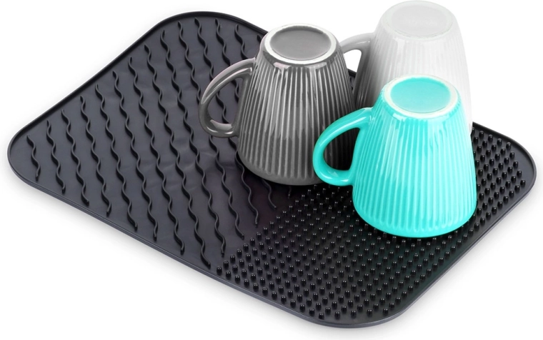 Silicone Dish Drying Mat Black 34 × 26.5 cm