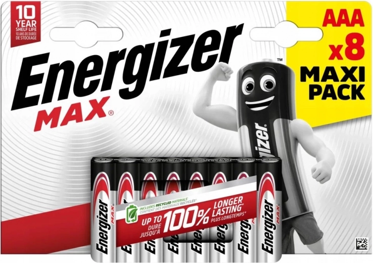 Alkaline Batteries AAA ENERGIZER MAX, blister pack of 8