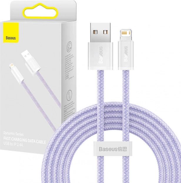Baseus Dynamic плетен кабел USB–Lightning 2 m, 2,4 A, лилав