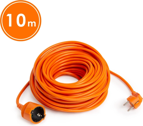 Orange 10 m extension cable with Schuko socket