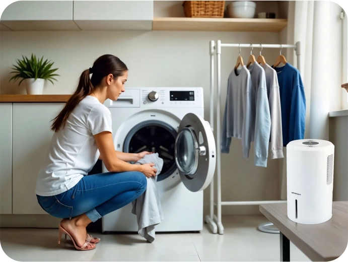 Effective humidity reduction and faster laundry drying
