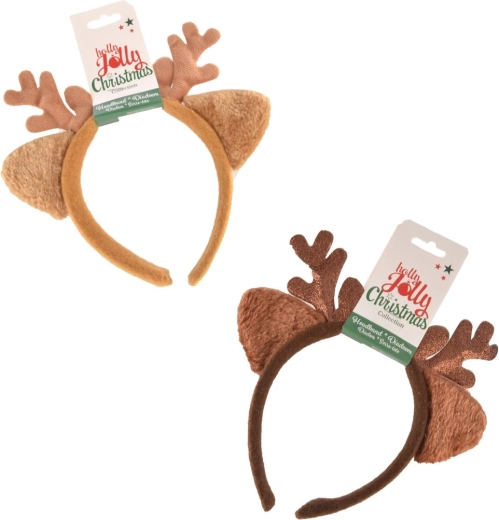 Reindeer-themed headband made of plastic and felt 20 cm (2 variants)