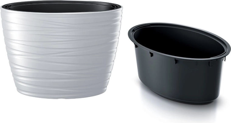 oval planter with insert Maze 58.5 cm white