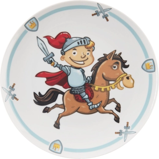 Children’s shallow plate with knight motif, 21 cm