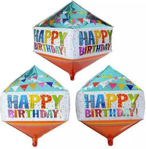 Фолиев балон Happy Birthday във форма на диамант 40 × 74 см
