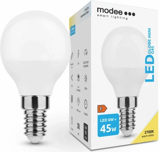 LED Bulb Modee Lighting Globe Mini G45 6W E14 warm white