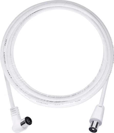 Solight 3C2V coaxial antenna cable with combination connectors, 5 m, white