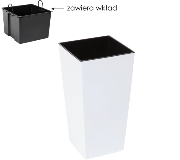 Finezja Flower Pot with Insert 25 × 25 cm, White Gloss