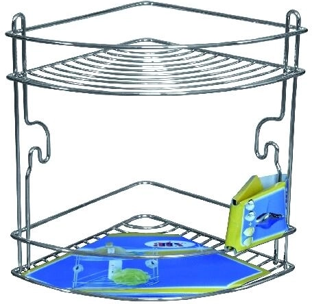 Corner two-tier shelf STICK, chrome, 20 × 20 × 26 cm