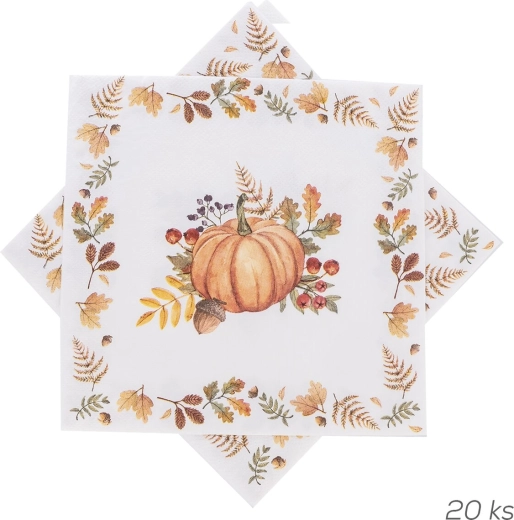 Хартиени салфетки Есен с мотив на тикви 33 × 33 см (20 бр.)