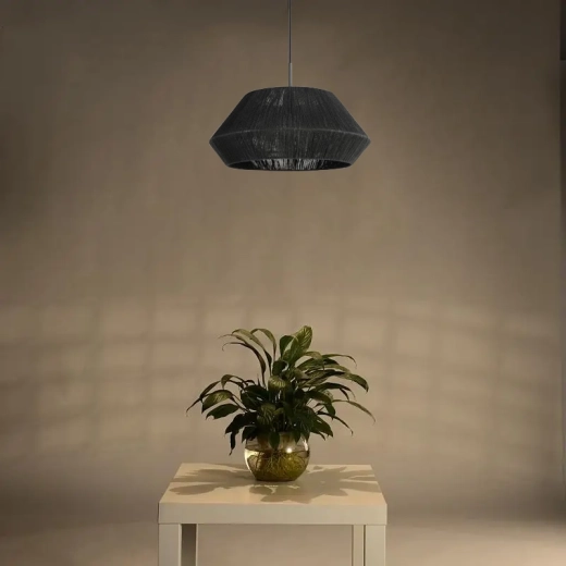 Hanging light made of natural rattan 50 cm, black