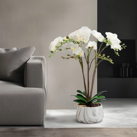 White Artificial Decorative Orchid 58 cm