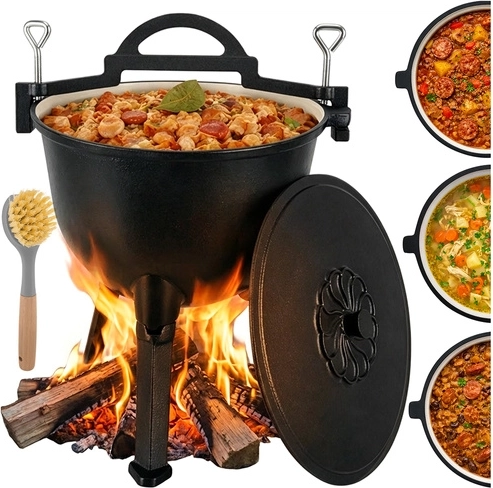 Cast-iron enamelled cauldron for campfire 10 l Kaminer