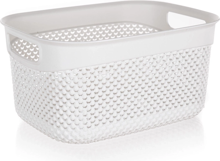 Plastic rattan-style basket 6.6 L white 29 × 21.5 × 15 cm