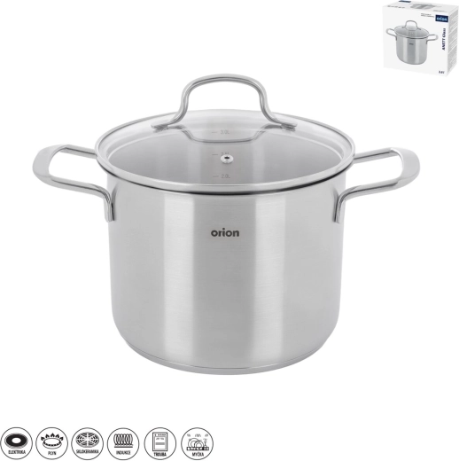 Stainless Steel Pot ANETT Glass 3.6 L with Glass Lid