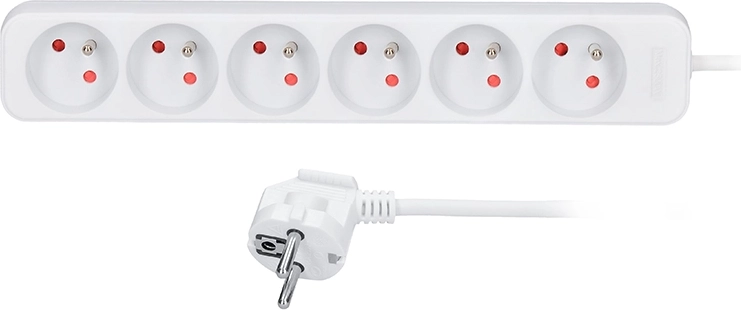 Solight удължител с 6 контакта 1,5 м бял