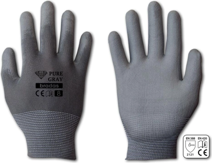 Защитни ръкавици Pure Gray PU размер 10 (XL)