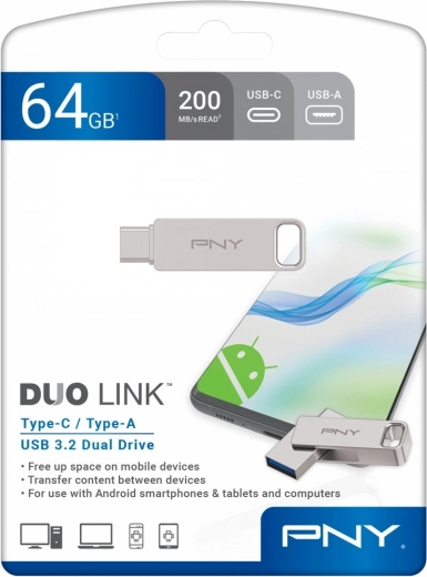 USB флаш памет 64 GB PNY Duo Link USB‑C/USB‑A 3.2