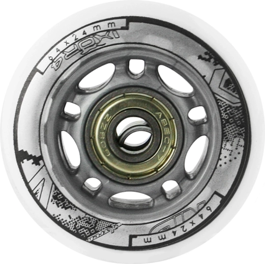 Set of white PU wheels 64 × 24 mm with ABEC 7 bearings NILS EXTREME