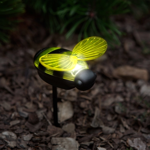 Solar stake light bee with white LED