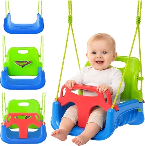 Kruzzel 3-in-1 Kids Swing green-blue