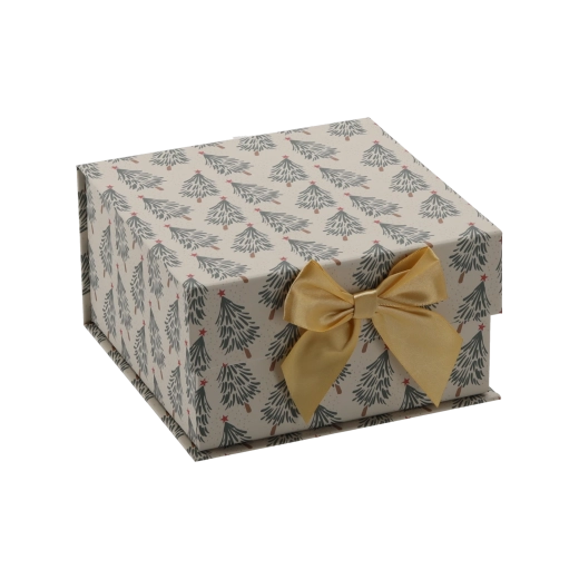 Коледна подаръчна кутия със златна панделка 20 × 20 × 11 см