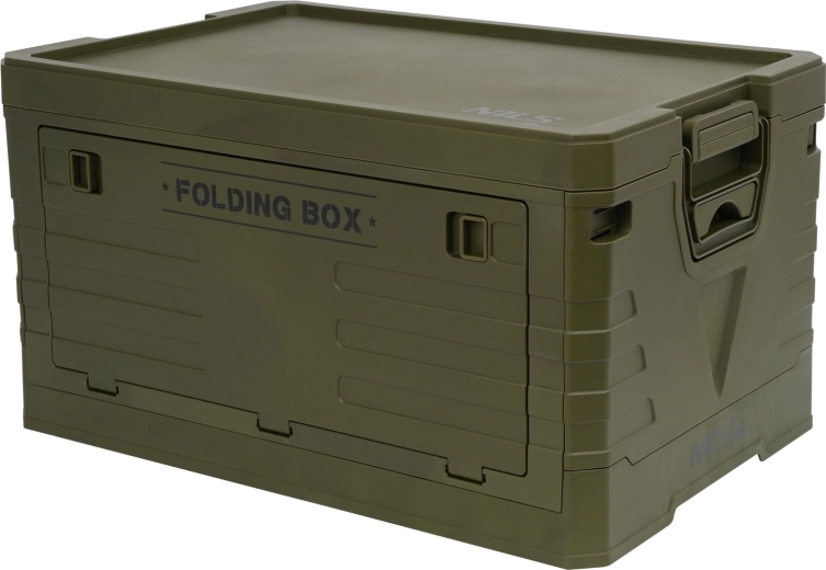 Folding storage box with lid 50 l NILS Camp green