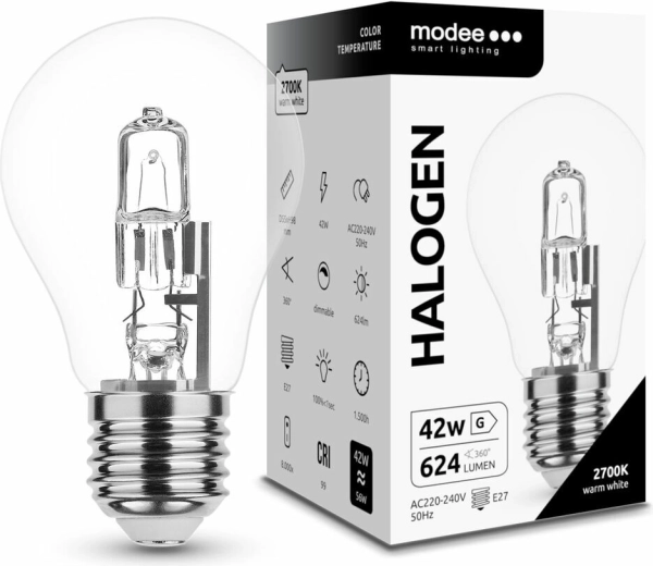 Modee ECO halogen bulb A55 42 W E27, 624 lm, warm white