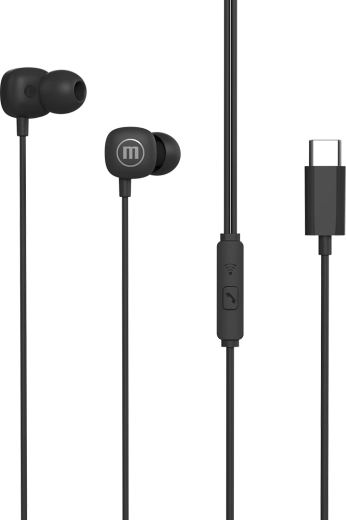Слушалки Maxell Square+ за поставяне в ушите с USB-C, черни