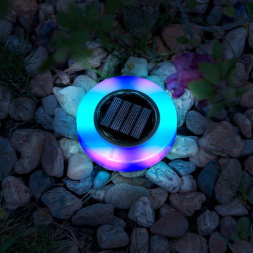 Solar garden LED light, round with RGB lighting