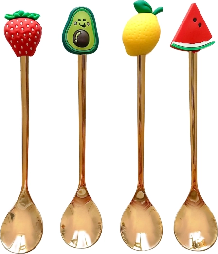 Gold TORO teaspoons with fruit motif (4 pcs)