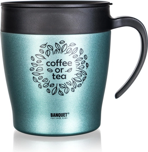 Travel thermal mug 330 ml BANQUET Tazza green-grey