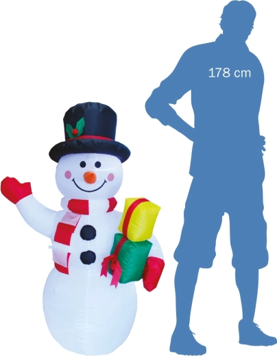 Inflatable light-up snowman with gifts 124 cm