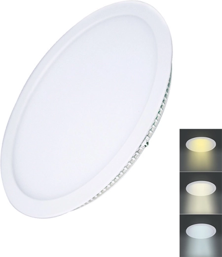 Solight LED mini recessed ceiling panel, round, 18 W