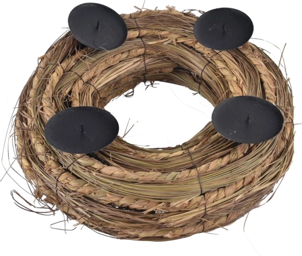 Advent wreath made of wicker and metal 31 × 31 × 12 cm