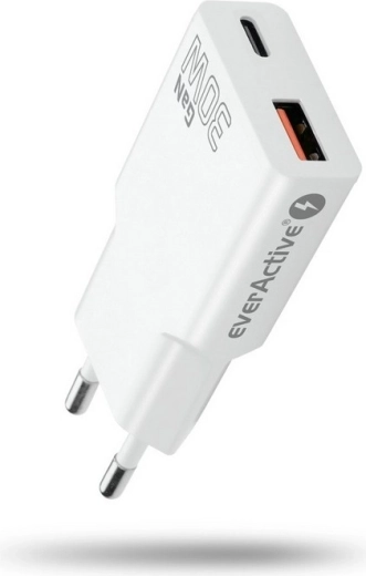 EverActive super slim 30 W GaN wall charger with USB-A and USB-C