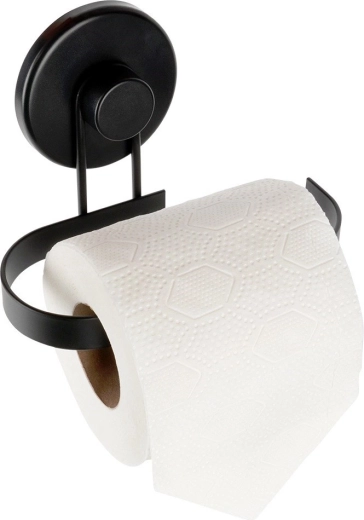 Metal toilet paper holder with suction cup – black