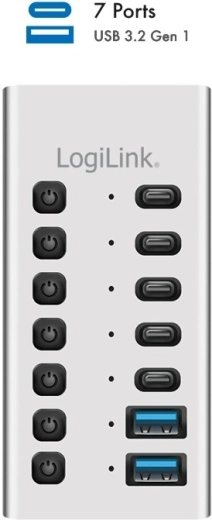 USB хъб с 7× порта с превключватели и кабел 2 в 1