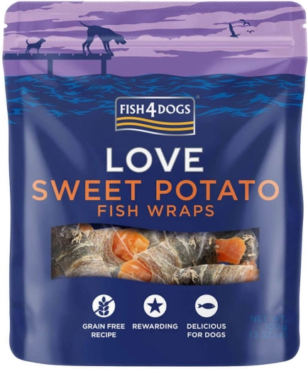Fish4Dogs лакомства за кучета – рибени рулца със сладки картофи 100 г