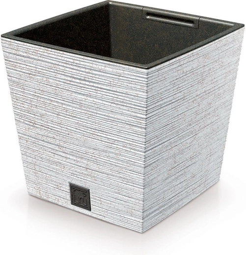 Furu Square Low Eco Wood Planter with Liner 24 cm white