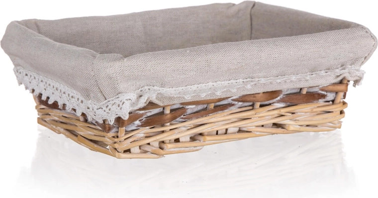 Wicker Rectangular Basket Duo 21 × 16 cm with Lace Trim