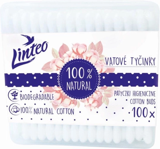 Памучни клечки с хартиена дръжка LINTEO 100 бр.