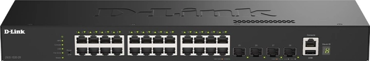 Smart managed switch D-Link DGS-1530-28/E with 24 Gigabit Ethernet ports and 4 10G SFP+ ports
