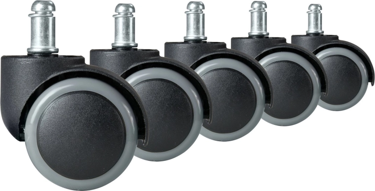 Rubberized Casters for Office Chairs, Gray, 5 pcs