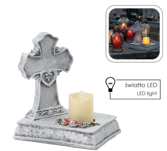 Decorative Cross with LED Candle 22.5 × 14 × 21.5 cm