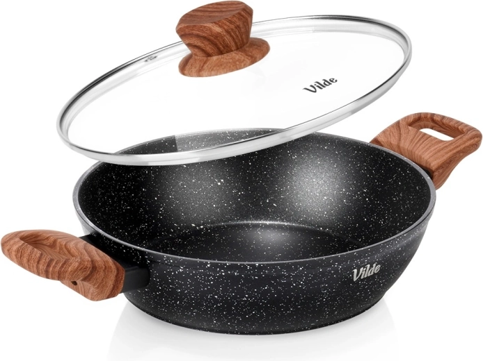 Deep granite pan with glass lid 24 cm, 2.2 l