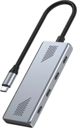 USB‑C хъб 4× USB‑C 10 Gb/s, USB 3.2 Gen 2, метална изработка