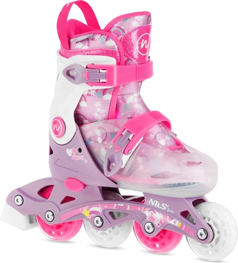 Kids' adjustable inline skates NILS Fun Flipzy pink – S (31-34)