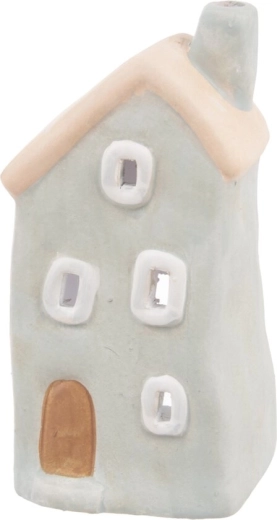 Gray ceramic house candle holder