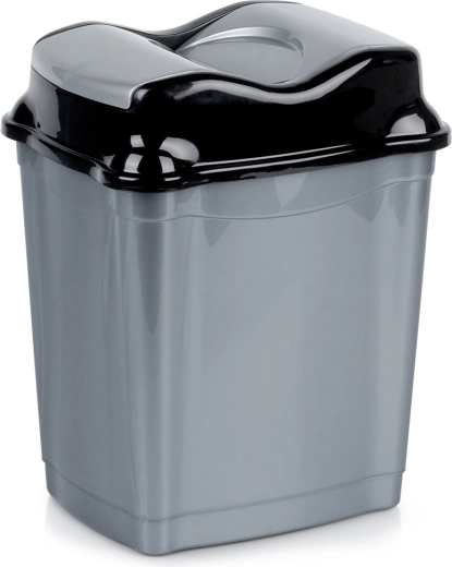 Plastic Waste Bin with Swing Lid, 9 L, Gray